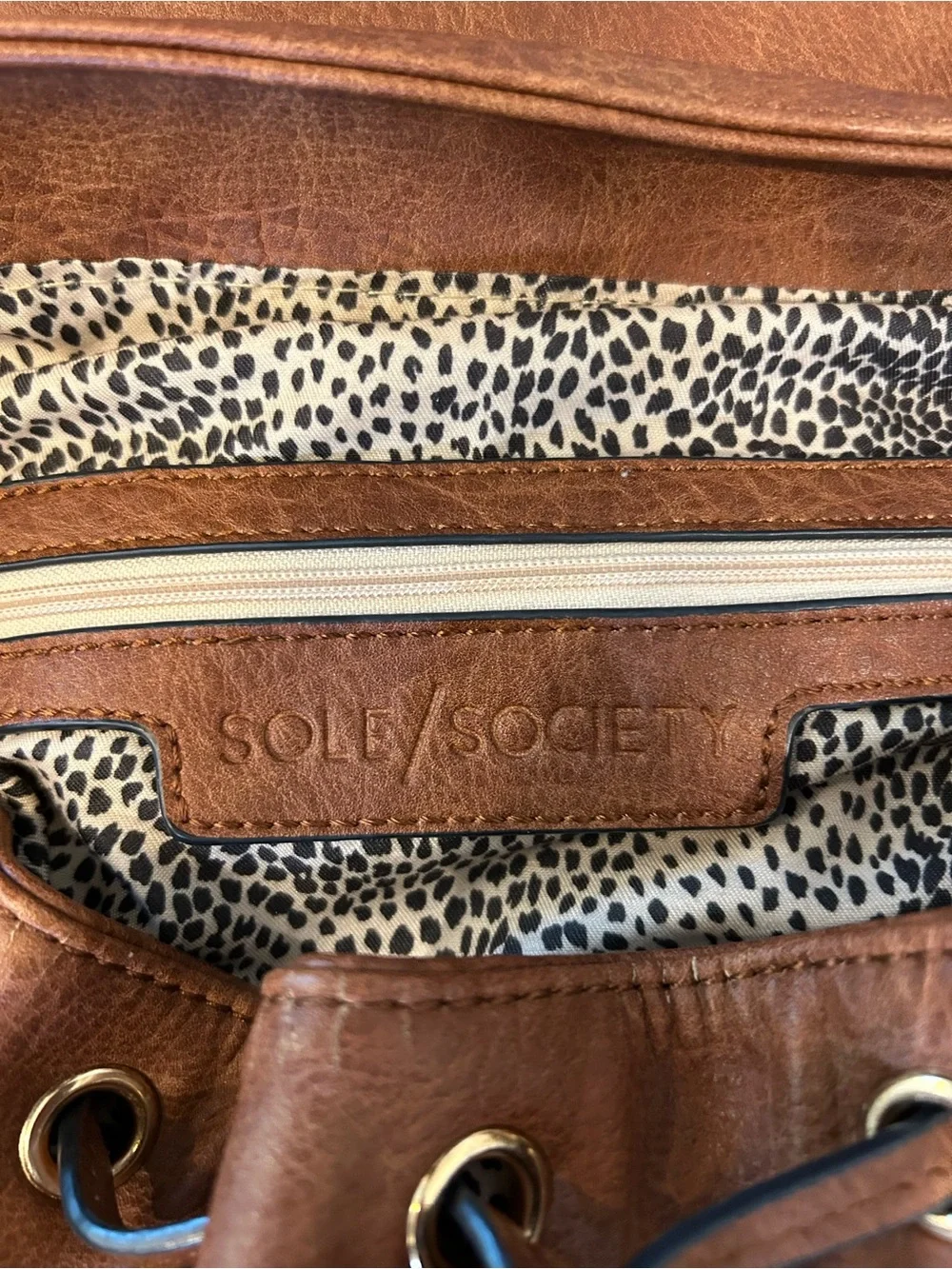 Sole Society Cognac Brown Convertible Backpack Shoulder Bag Boho